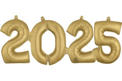 Foil balloon - Numbers - Block Phrase "2025" - White Gold